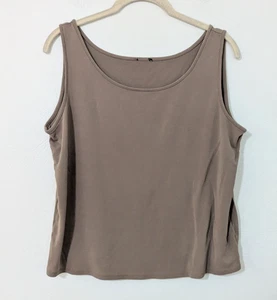 Eileen Fisher Stretch 100% Seide Tank Top ärmellos leicht braun XL - Bild 1 von 8
