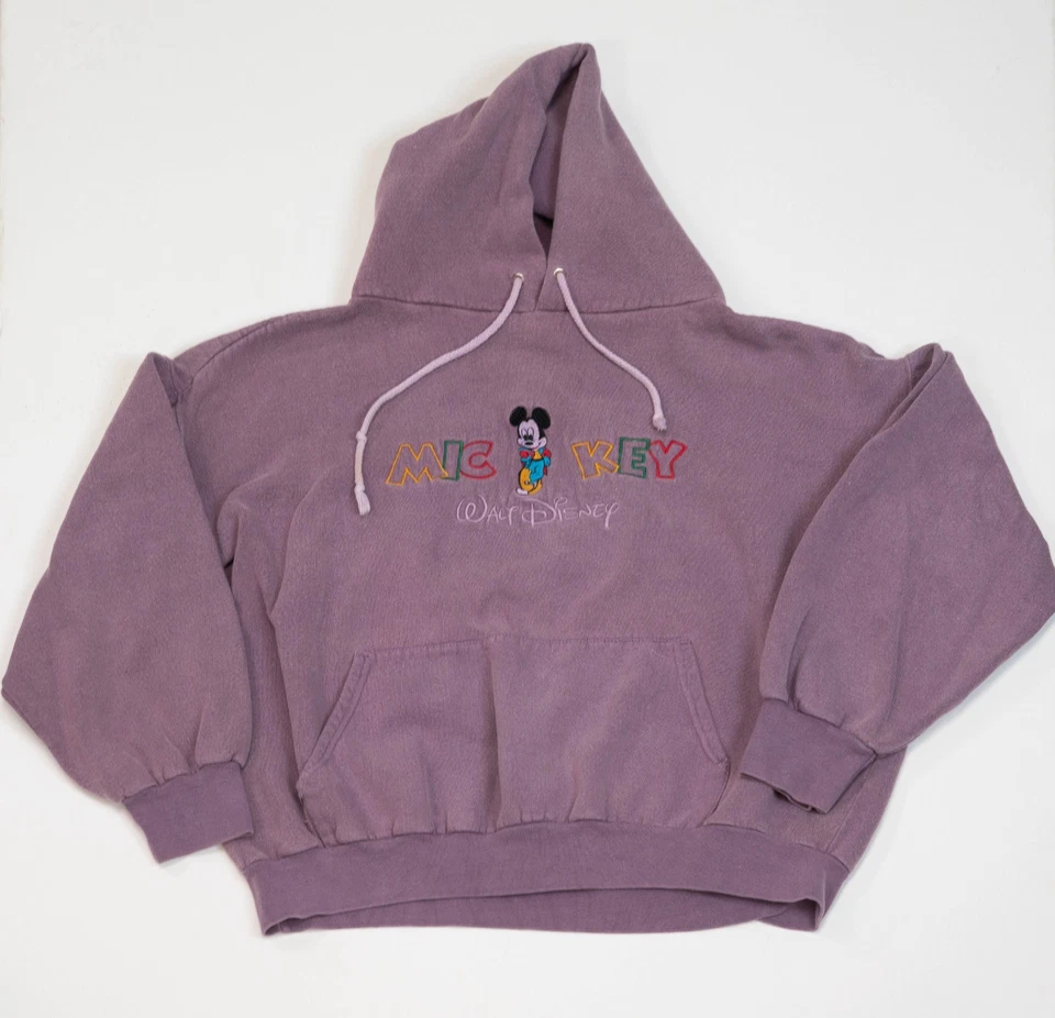 Moletom com capuz vintage anos 80 Disney feminino XL cropped Mickey Mouse desbotado - Imagem 1 de 4