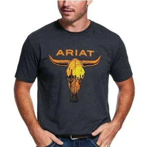 Camiseta gris Ariat Steer Skull Logo para hombre talla M - Imagen 1 de 7