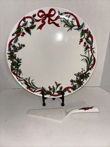 Martha Stewart Holiday Garden Weihnachten Kuchenteller mit Servierer - Bild 1 von 7