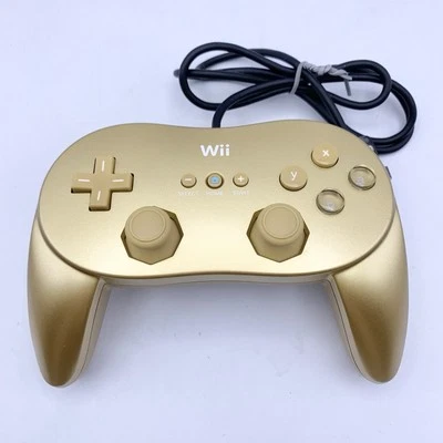 Nintendo Wii Classic Pro Controller Gold Authentic OEM Tested Works RVL-005(02) - Image 1 of 4