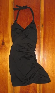 Garnet Hill One Piece Swimsuit dress overlay shirred black Sz 4 - Picture 1 of 2