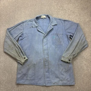 French Jacket Adult Small Blue VTG Faded Workwear Canvas Chore Utility Mens - Picture 1 of 8