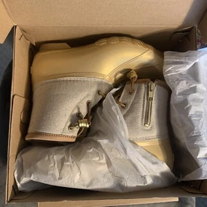 sperry top sider saltwater duck boots metallic gold Gr. 6 Fleece gefüttert - Bild 1 von 7