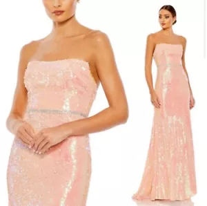 NWT $398 IEENA FOR MAC DUGGAL STRAPLESS CORAL SEQUIN GOWN STYLE 26980 SIZE 4 - Picture 1 of 4