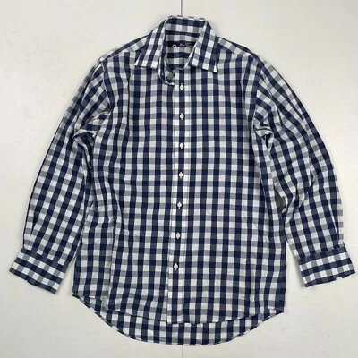 Camisa Ben Sherman 15 azul a cuadros para hombre botón de manga larga - Imagen 1 de 4