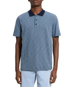 Theory Bron Striped Regular Fit Polo Shirt Blue Size XS 2998 - Picture 1 of 1