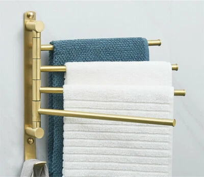 Bathroom Brushed Gold Towel Bar, Activity Towel Holder Brass Folding Towel Rack - Image 1 of 4