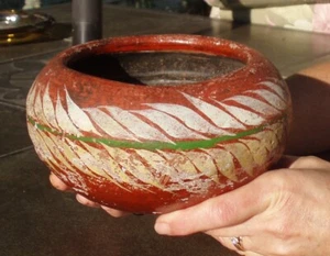 REDWARE ? NATIVE AMERICAN INDIAN ? MEXICAN ? PRIMITIVE ANTIQUE POTTERY BOWL - Picture 1 of 21
