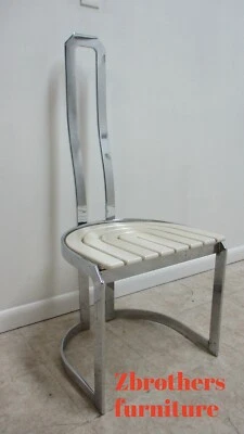 Cadeira lateral vintage design instituto cromada encosto alto sala de jantar meados do século B - Imagem 1 de 4