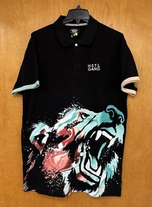 Camisa Polo Hustle Gang Para Hombres 2X Oso Negro Estampado Gráfico Algodón Manga Corta Golf - Imagen 1 de 4