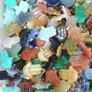 Natural Stone Pendants Gesture Mixed Jewelry Men Charms for Jewelry Making 12pcs - Picture 1 of 8