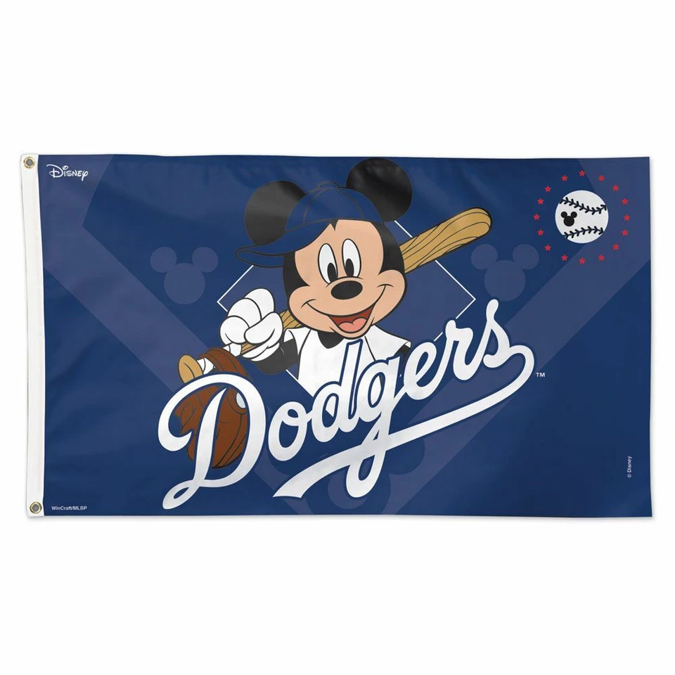 LOS ANGELES DODGERS MICKEY MOUSE BASEBALL 3'X5' DELUXE FLAG NEW WINCRAFT 👀 - Image 1 of 1