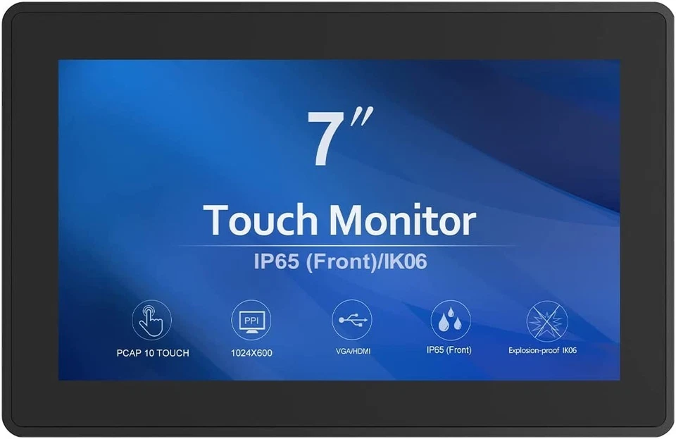 GreenTouch 7 Inch Touch Screen Monitor Open Frame Touch Monitor USB DVI VGA - Image 1 of 4