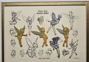 Disney Peter Pan Fairy Tinker Bell Posing Model Sheet LE Framed Pin Set 2001 - Picture 1 of 4