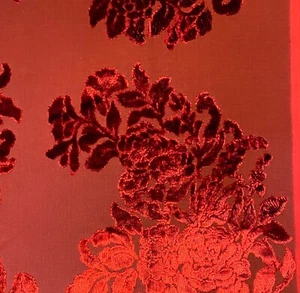 OSBORNE & LITTLE Soubise Red Floral Salon Velvet Remnant New - Picture 1 of 1