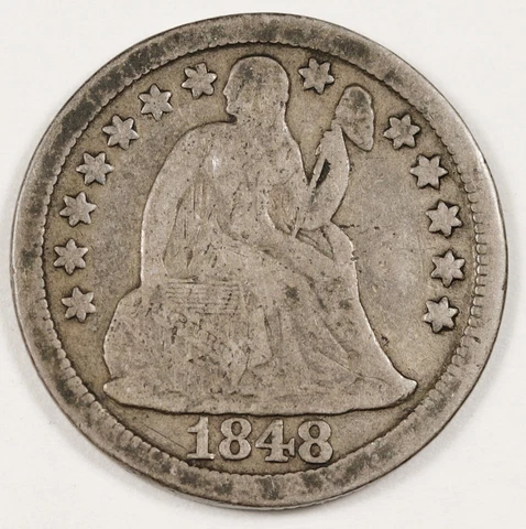 1848 Liberty Seated Dime.  VG.  154106 Cover