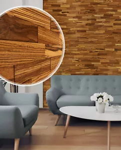 wodewa 3D Echtholz Holz Wandverkleidung ZEBRANO natur Holzpaneele Wandgestaltung - Bild 1 von 5