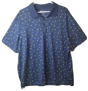 Camisa polo de golf Haggar para hombre XL azul jaspeado con palmeras Hula niñas manga corta - Imagen 1 de 10