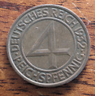 1934 J Germany 4 Reichspfennig German AU Copper Old Coin Free Shipping