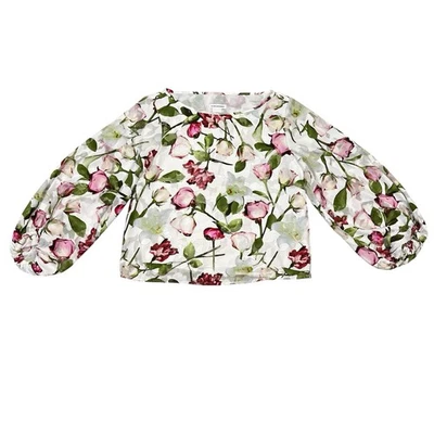 Blusa Club Monaco Estampado Floral Mangas Abullonadas Puño Elástico Forrado Pequeña Foto 1 de 4