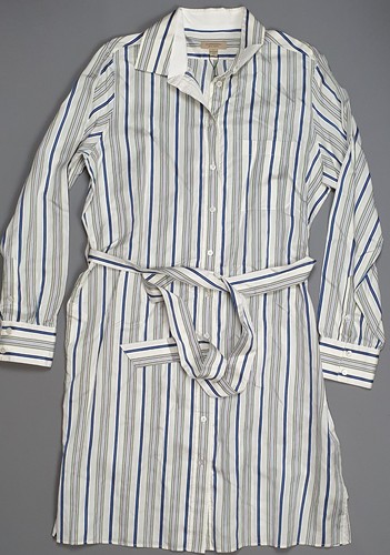 Abito camicia donna Burberry 100% seta con cintura a righe taglia 16 IT 48