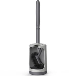 Toilet Bowl Brush Holder Set: Curved Design with Holder for Deep Cleaning Under - Picture 1 of 7