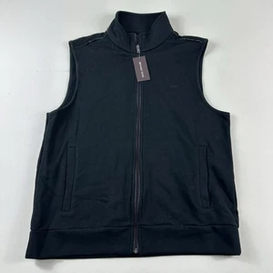 Michael Kors Vest Mens Large Black Fleece Full Zip Logo Vest - Picture 1 of 10