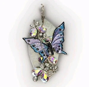 Fairycore Butterfly Pendant AB Crystal Handmade Wire Wrapped Boho Art Jewelry - Picture 1 of 9