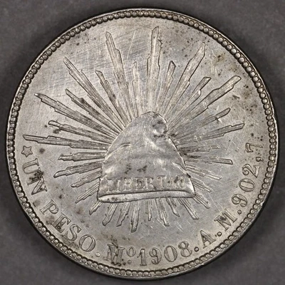 Peso de plata México 1908 lun AM Foto 1 de 2