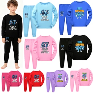 67 Six Seven Italian Brainrot Girls Boys Pyjamas Kids Nightwear Top Pant Pjs Set - Picture 1 of 45
