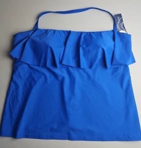 2X Aqua Couture Curvy Swimsuit Top Ruffle Blue Royal Blue Detachable Strap 48.00 - Picture 1 of 8