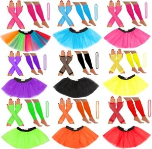Conjunto Tutú Neón Años 80 Falda Calentadores de Piernas Cuentas Fiesta de Gallina Vestido Elegante Disfraces Baile - Imagen 1 de 11