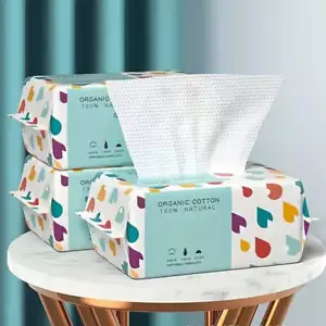 100PCS Disposable Thick 100% Cotton Face Towel Make Up Soft Removing Wipes Dry C - Picture 1 of 7