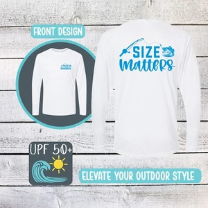 Size Matters Fishing UPF 50+ Long Sleeve Outdoor Sunshirt Quick Dry Lightweight - Picture 1 of 14