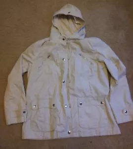 Women's GIACCA Cream Colored Hooded Coat with Removable Lining Pockets Large - Picture 1 of 10