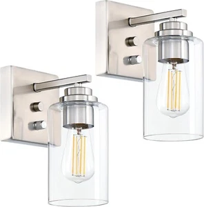 Wall Sconces Set of Two Wall Sconce with Rotary Switch, Sconces Brushed Nickel - Picture 1 of 3