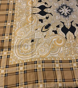 Vintage Polyester Halstuch/Schal braun kariert Design Made in Italy 44" abgebildet gefaltet - Bild 1 von 2