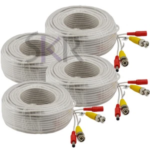 4 Pcs 60 ft feet CCTV BNC Video 12v DC Power cable for Security camera siamese - Picture 1 of 2
