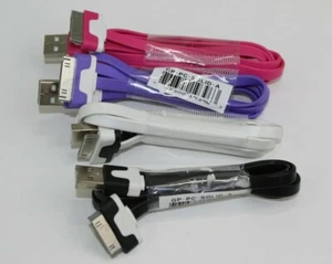 30 Pin auf USB Sync & Ladekabel für iPhone 4 4 Stück schwarz, weiß, pink, lila  - Bild 1 von 4