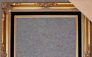 Antiker gold verzierter Holz Bilderrahmen mit schwarzem Samteinsatz B5GB - Bild 1 von 3