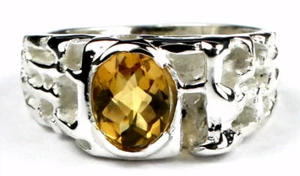 Citrine, 925 Sterling Silver Men's Ring, SR197-Handmade - Picture 1 of 5