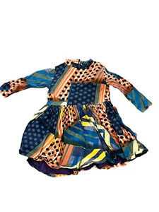 GIRL'S MARIN & MORGAN LONG SLEEVE ABSTRACT PATTERN PATCHWORK LONG SLEEVE DRESS 6 - Picture 1 of 10