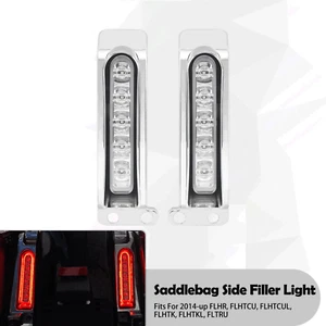 Chrome Saddlebag Filler Support LED Light Clear Lens For Harley 14-23 Road Glide - Picture 1 of 22