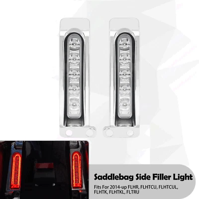 Chrome Saddlebag Filler Support LED Light Clear Lens For Harley 14-23 Road Glide - Image 1 of 4