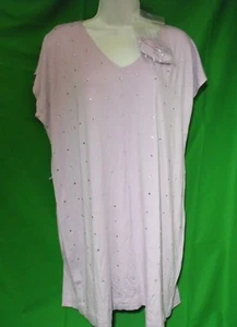 NEW ISAAC MIZRAHI LIVE A200566 LAVENDER RAYON STRETCH/SEQUIN TUNIC KNIT TOP M - Picture 1 of 1