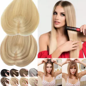 Clip en Remy Pelo Humano Topper Pieza de Pelo Toupee Parte Lateral Media para Pérdida de Cabello X - Imagen 1 de 55