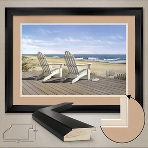40W"x30H" POINT EAST by DANIEL POLLERA - BEACH CHAIRS DOUBLE MATTE GLASS & FRAME - Picture 1 of 6