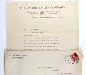 1922 The James Bailey Company Letterhead With Ad Cover Automotive Car Equipment - Picture 1 of 5
