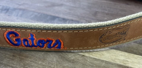 Zep Pro University FL GATORS embossed embroidered leather Belt brass bk 34" USA Cover